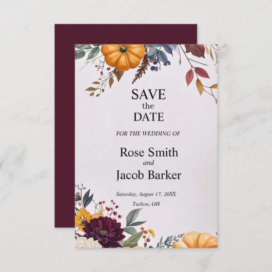 秋のエレガンスウェディングザデイト招待状 招待状 (正面/裏面)