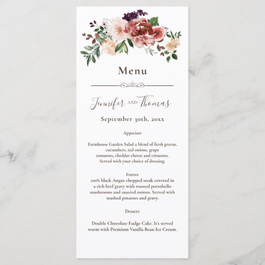 秋のエレガンスウォーターカラーメニュー | ブルゴーニュ&赤面 メニュー (正面)