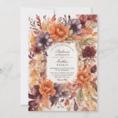 秋のエレガンスウォーターカラー結婚フローラ 招待状 (正面)