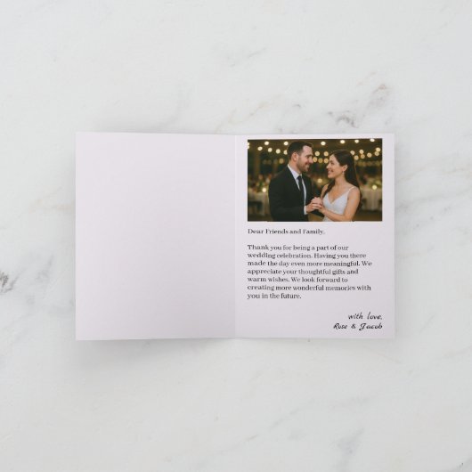 秋のエレガンス結婚の折り畳みサンキューカード サンキューカード (内部)