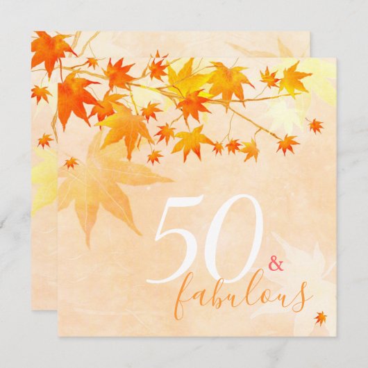 秋のエレガンス50thバースデーパーティー 招待状 (正面/裏面)