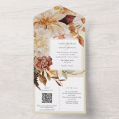 秋のエレガンス、秋の結婚式招待状とQR rsvp オールインワン招待状 (内側)