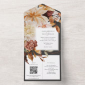 秋のエレガンス、秋の結婚式招待状とQR rsvp オールインワン招待状 (内側)