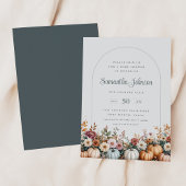 秋のエレガントかぼちゃと花模様の赤ちゃんシャワー 招待状