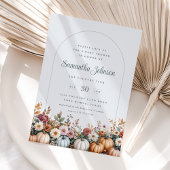 秋のエレガントかぼちゃと花模様の赤ちゃんシャワー 招待状