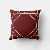 秋のエレガントなバーガンディのフェイクなバーラップ及びGeo白いライン クッション (裏面)