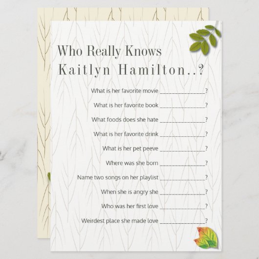 秋のエレガントオークワンダントミニマリスト結婚ズ (正面/裏面)