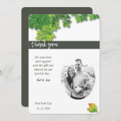 秋のエレガントオークワンダントミニマリスト結婚ズ サンキューカード (正面/裏面)