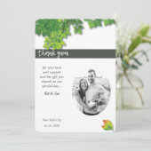 秋のエレガントオークワンダントミニマリスト結婚ズ サンキューカード (スタンド正面)
