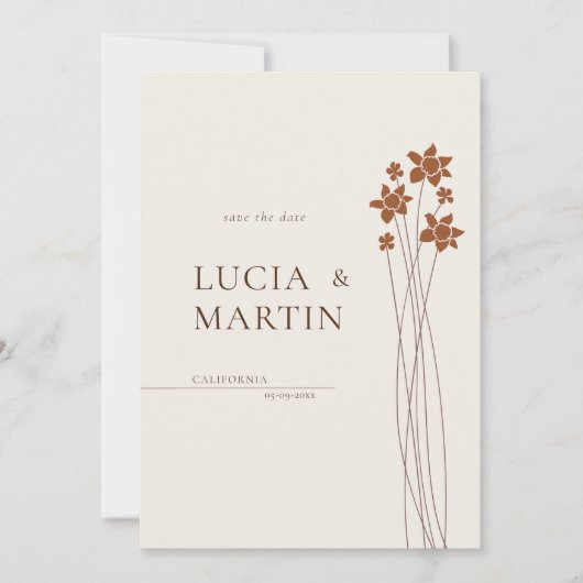 秋のエレガントサイドフローラの保存日 招待状 (正面)
