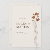 秋のエレガントサイドフローラの保存日 招待状 (正面/裏面)