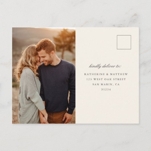 秋のエレガントフローラの結婚写真RSVPはがき ポストカード (裏面)