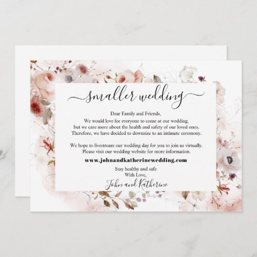 秋のエレガントフローラは小さ結婚い仮想 案内状 (正面/裏面)