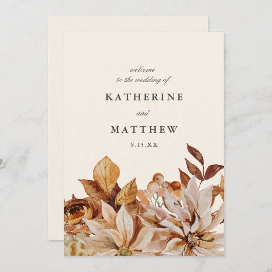 秋のエレガントフローラアーストーン結婚式 プログラム (正面/裏面)