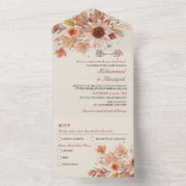 秋のエレガントフローラウォーター色ムスリム結婚ズ オールインワン招待状 (内側)