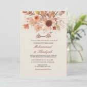秋のエレガントフローラウォーター色ムスリム結婚ズ 招待状 (スタンド正面)