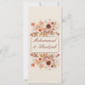 秋のエレガントフローラウォーター色ムスリム結婚ズ 招待状 (裏面)
