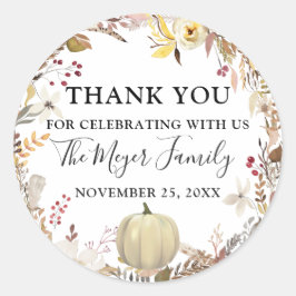 秋のエレガントフローラカボチャ秋サンキュー ラウンドシール