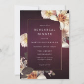 秋のエレガントフローラクリームプラムリハーサルディナー 招待状 (正面)