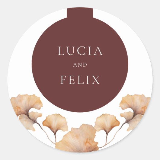 秋のエレガントフローラミニマル結婚リスト ラウンドシール (正面)