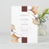 秋のエレガントフローラミニマル結婚リスト 招待状 (スタンド正面)