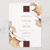 秋のエレガントフローラミニマル結婚リスト 招待状 (正面/裏面)