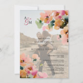 秋のエレガントフローラモノグラム結婚写真 招待状 (正面)