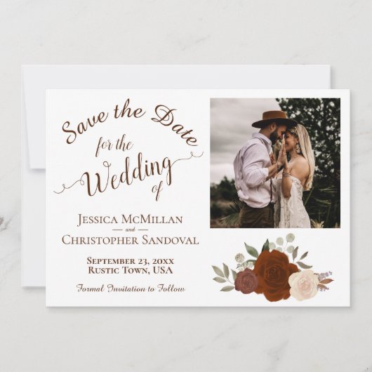 秋のエレガントフローラ書道結婚&写真 セーブザデート (正面)