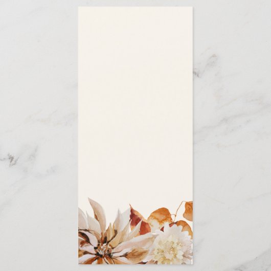 秋のエレガントフローラ水の色結婚のメニューカード プログラム (裏面)