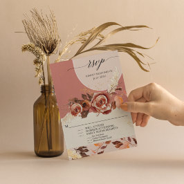 秋のエレガントフローラ紅葉スクリプトBOHO 出欠カード