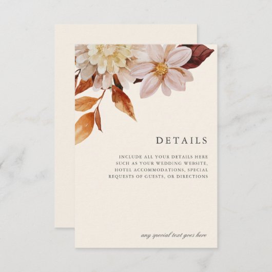 秋のエレガントフローラ結婚の囲い詳細 出欠カード (正面/裏面)