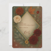 秋のエレガントフローラ結婚式の日付を保存 招待状 (裏面)