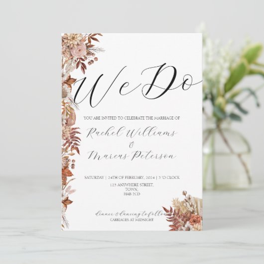 秋のエレガントフローラ結婚式招待状 招待状 (スタンド正面)