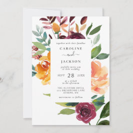 秋のエレガントフローラ結婚式招待状 招待状