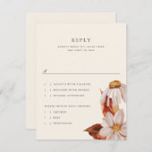 秋のエレガントフローラ結婚式RSVP返信カード 招待状 (正面/裏面)