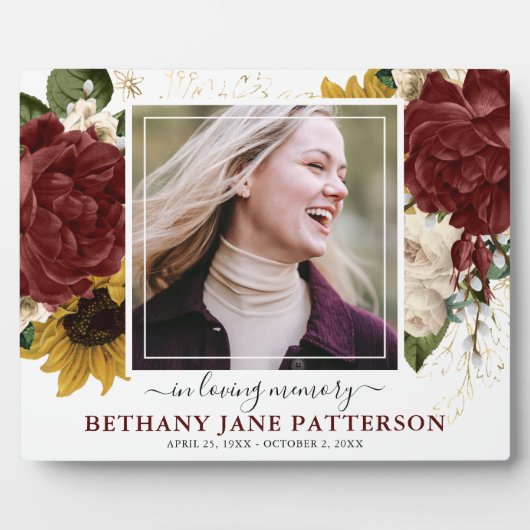 秋のエレガントフローラ「In Loving Memory」写真 フォトプラーク (正面)