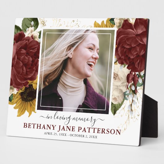 秋のエレガントフローラ「In Loving Memory」写真 フォトプラーク (側面)