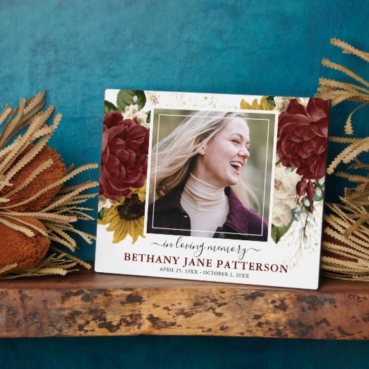 秋のエレガントフローラ「In Loving Memory」写真 フォトプラーク (側面)