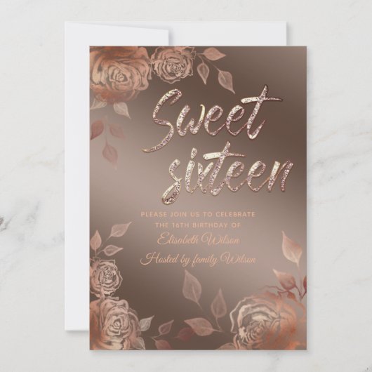 秋のエレガントモダンバラsweet sixteen 招待状 (正面)