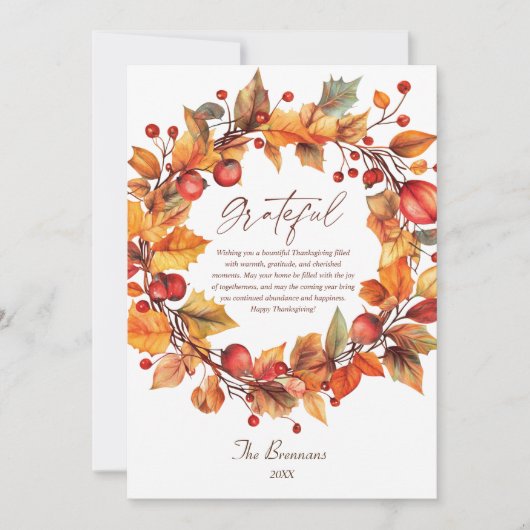 秋のエレガントリース感謝祭 シーズンカード (正面)