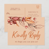 秋のエレガント地球トーンテラコッタウェディングRSVP ポストカード (正面/裏面)