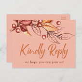 秋のエレガント地球トーンテラコッタウェディングRSVP ポストカード (正面/裏面)