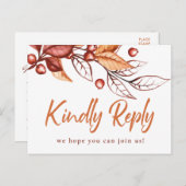 秋のエレガント地球トーンテラコッタウェディングRSVP ポストカード (正面/裏面)