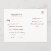 秋のエレガント地球トーンテラコッタウェディングRSVP ポストカード (裏面)