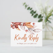 秋のエレガント地球トーンテラコッタウェディングRSVP ポストカード (スタンド正面)