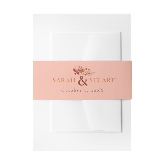 秋のエレガント地球トーンテラコッタ結婚ズ 招待状ベリーバンド (正面例)