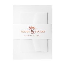 秋のエレガント地球トーンテラコッタ結婚ズ 招待状ベリーバンド