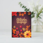 秋のエレガント恵みカボチャと離れ秋 シーズンポストカード (スタンド正面)