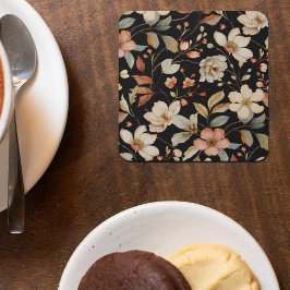 秋のエレガント水カラーフローラコースター スクエアペーパーコースター