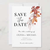 秋のエレガント水モダン色テラコッタ セーブザデート (正面)